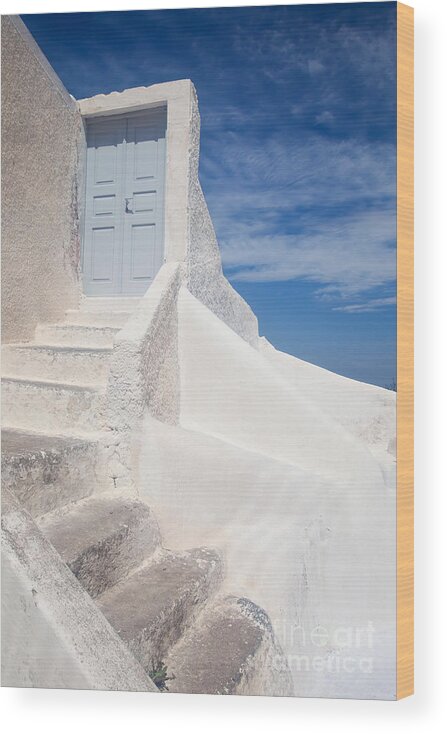 Santorini Wood Print featuring the photograph To the sky by Aiolos Greek Collections