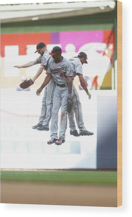 People Wood Print featuring the photograph Torii Hunter and Eduardo Escobar by Mike Mcginnis