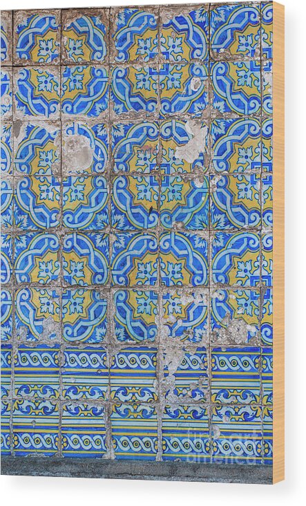 Blue Wood Print featuring the photograph Traditional Portuguese tiles l1 by Ilan Rosen