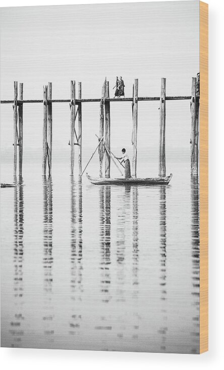 Mandalay Wood Print featuring the photograph U-Bein Bridge by Arj Munoz