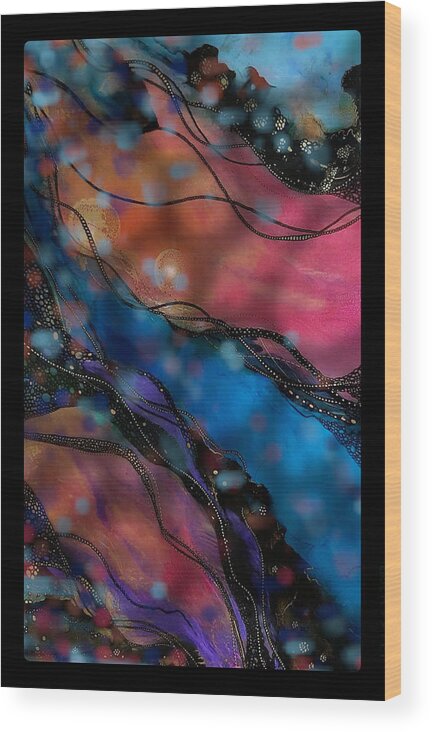 Fluid Art Wood Print featuring the painting Underwater Fantasy by Tia McDermid