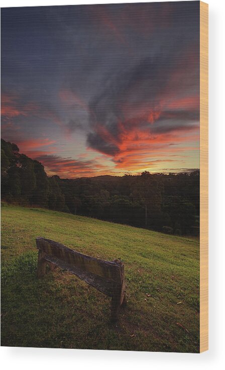 Landscape Wood Print featuring the photograph 2005sunset3 by Nicolas Lombard