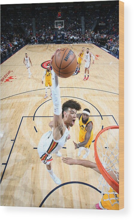 Jaxson Hayes Wood Print featuring the photograph Utah Jazz v New Orleans Pelicans by Layne Murdoch Jr.