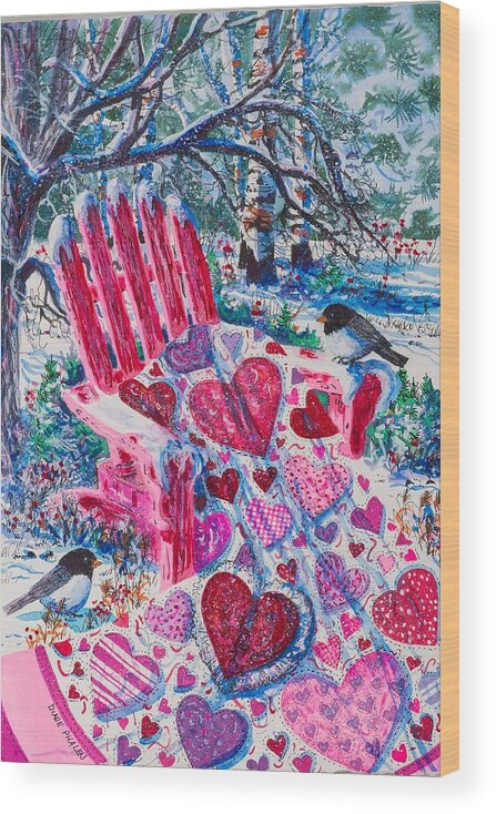 Valentine Wood Print featuring the painting Valentine Hearts by Diane Phalen