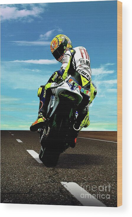manipulere jazz Utilfreds Valentino Rossi, looking back, motorcycle road racer Wood Print by Thomas  Pollart - Pixels