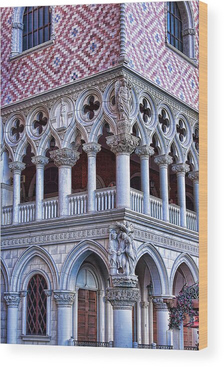 Venetian Palazzo Wood Print featuring the photograph Venetian Palazzo architectural detail, Las Vegas by Tatiana Travelways