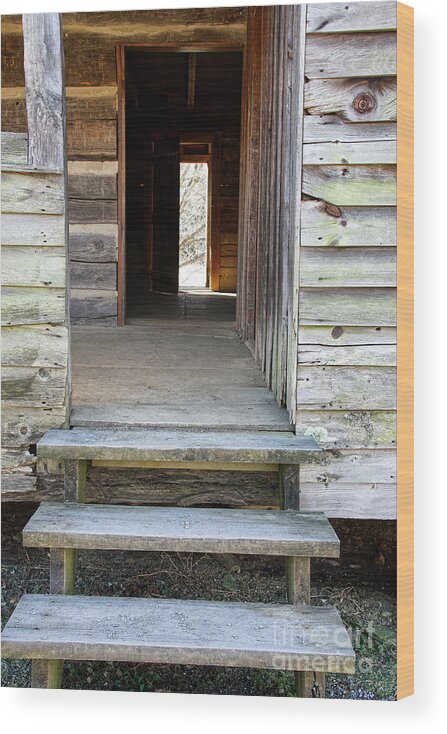 Cades Cove Wood Print featuring the photograph Vintage Cabin And Doors by Phil Perkins