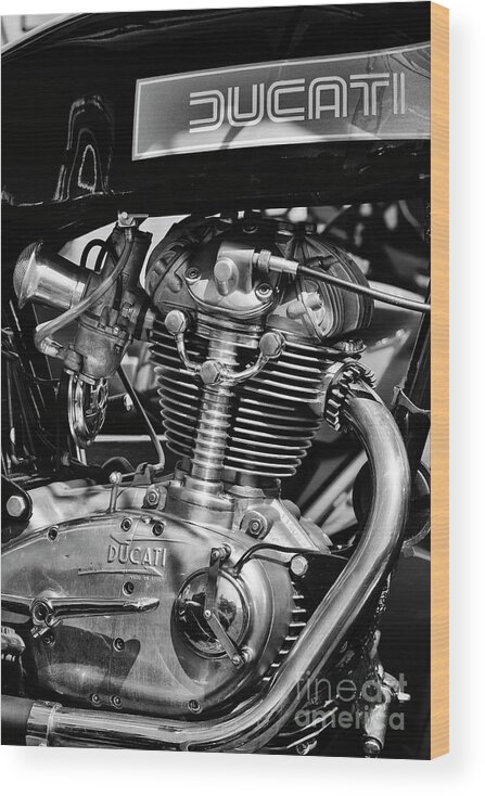 Ducati Wood Print featuring the photograph Vintage Ducati Desmo 250cc Monochrome by Tim Gainey