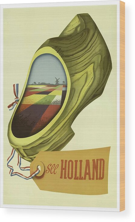 Vintage Wood Print featuring the mixed media Vintage Travel Poster Holland by Movie Poster Prints
