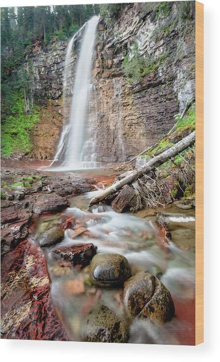 Waterfall Wood Print featuring the photograph Virginia Falls at Glacier National Park by Jack Bell