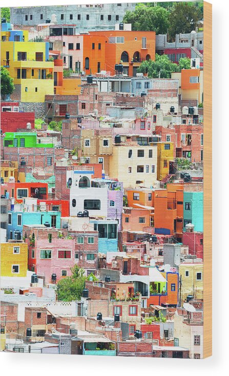 Mexico Wood Print featuring the photograph Viva Mexico Collection - Guanajuato Colorful City I I I by Philippe HUGONNARD