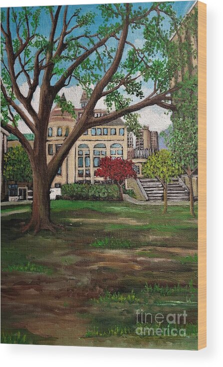 Tree Scenes Wood Print featuring the painting Walking McGill Campus by Reb Frost