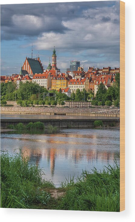 Warsaw Wood Print featuring the photograph Warsaw Skyline River View by Artur Bogacki
