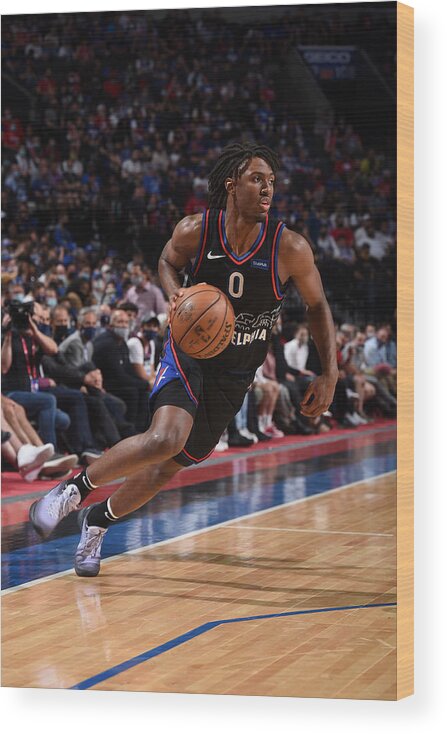 Tyrese Maxey Wood Print featuring the photograph Washington Wizards v Philadelphia 76ers - Game Two by David Dow