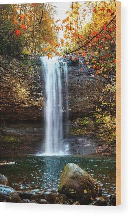 Cherokee Wood Print featuring the photograph Waterfall in Autumn Cloudland Canyon by Debra and Dave Vanderlaan