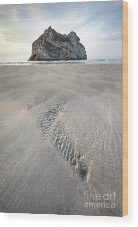 New Zealand Wood Print featuring the photograph Wharariki Beach Sand by Ernesto Ruiz