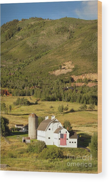 White Barn Wood Print featuring the photograph White Barn - Park City Utah by Brian Jannsen