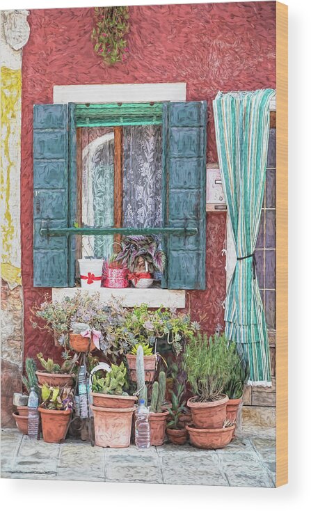 Venice Wood Print featuring the photograph Window Flowers of Venice by David Letts