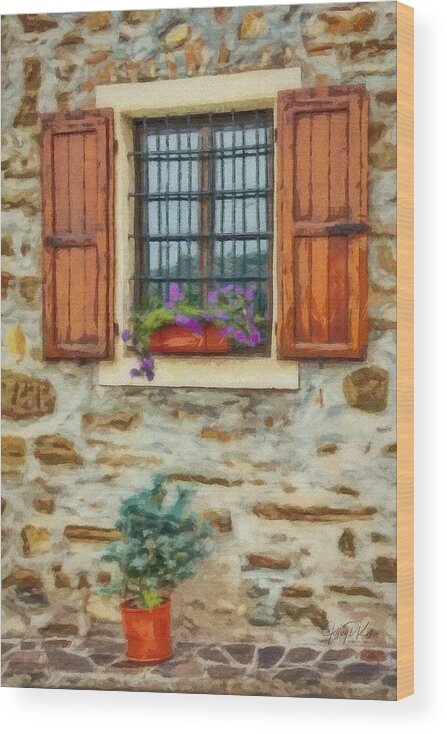 Shutter Wood Print featuring the painting Window in a Stone Wall by Jeffrey Kolker