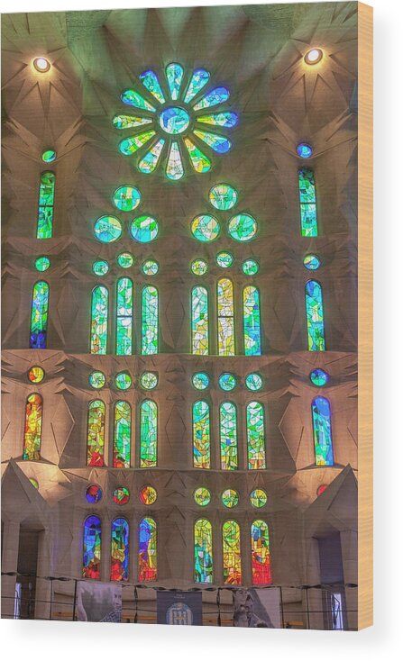 Barcelona Wood Print featuring the photograph Windows of la Sagrada Sagrada Familia by W Chris Fooshee
