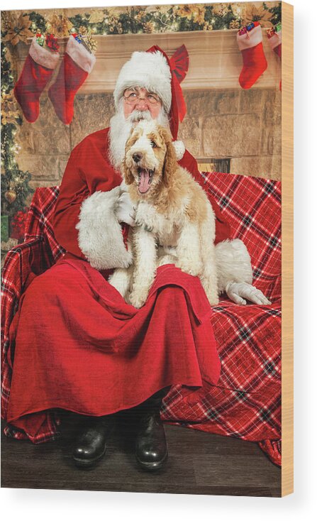 Winston Wood Print featuring the photograph Winston with Santa 2 by Christopher Holmes