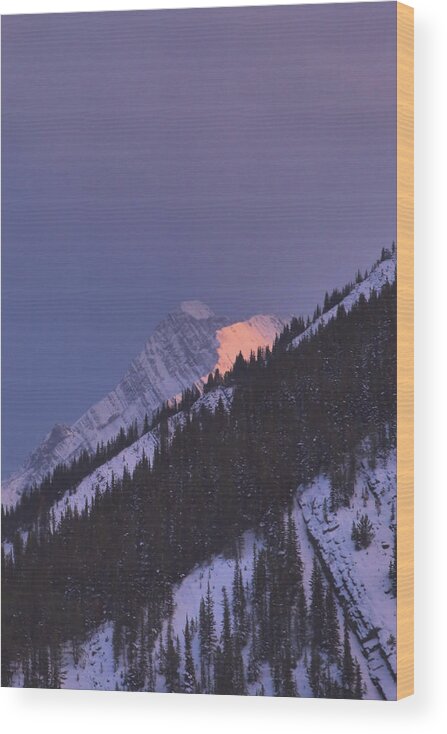 Sunset Wood Print featuring the photograph Winter Mountain Light - Banff by Stephen Vecchiotti