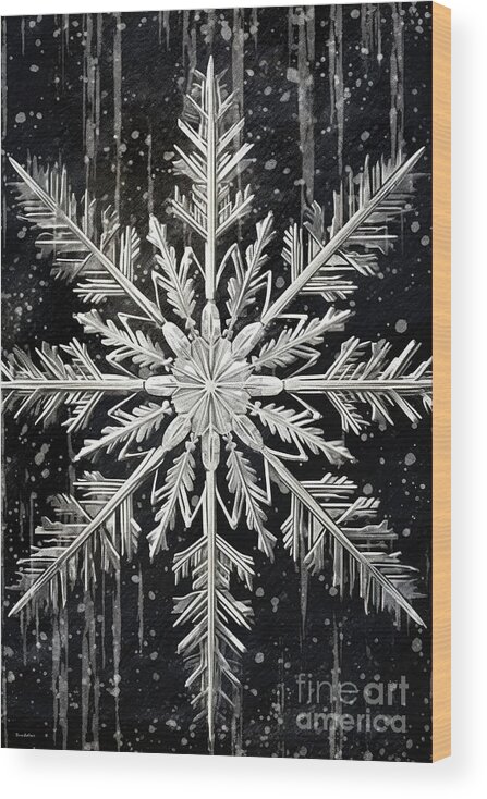 Snowflake Wood Print featuring the digital art Winter Snowflake by Tina LeCour