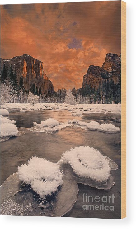 Dave Welling Wood Print featuring the photograph Winter Sunset Gates Of The Valley Yosemite National Park California by Dave Welling