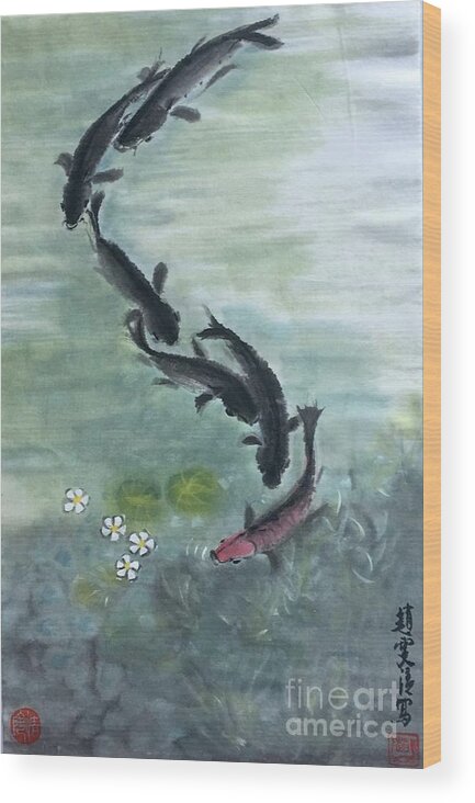 Lake Art Wood Print featuring the painting Wishful by Carmen Lam