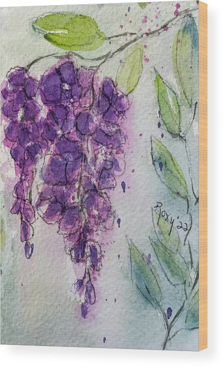 Loose Floral Wood Print featuring the painting Wisteria Flowers by Roxy Rich