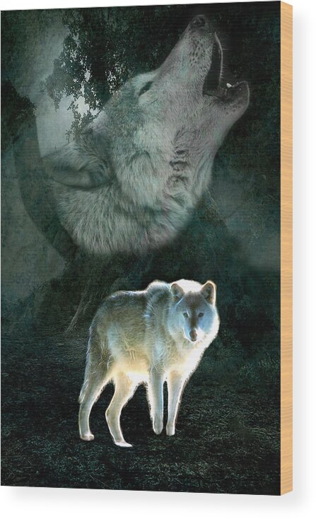Wolf Wood Print featuring the digital art Wolf Wood by Lisa Yount