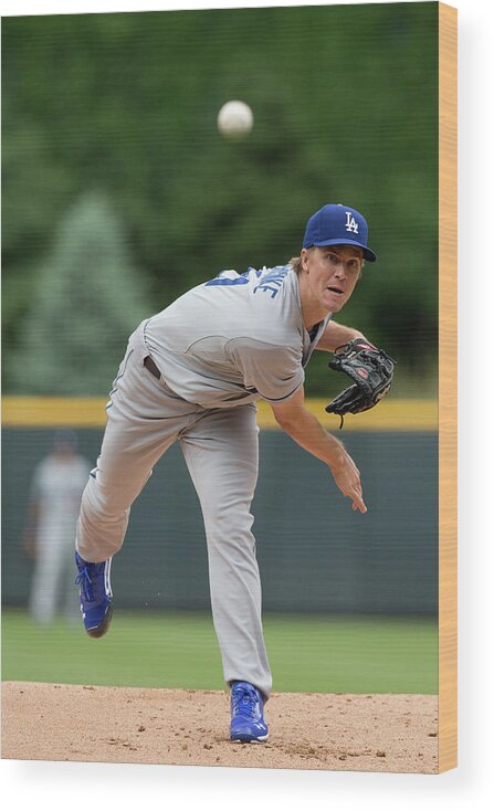 Los Angeles Dodgers Wood Print featuring the photograph Zack Greinke by Justin Edmonds