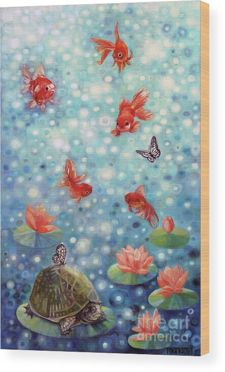 Goldfish Wood Print featuring the painting Zen Friend by Manami Lingerfelt