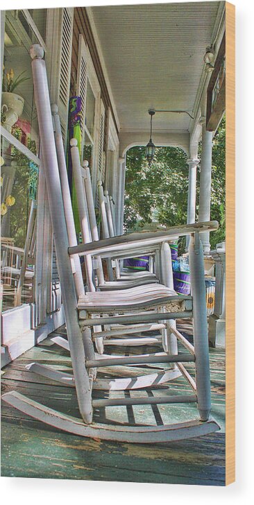 Chairs Wood Print featuring the photograph Adirondack Chairs at Skaneateles NY by Gerald Salamone