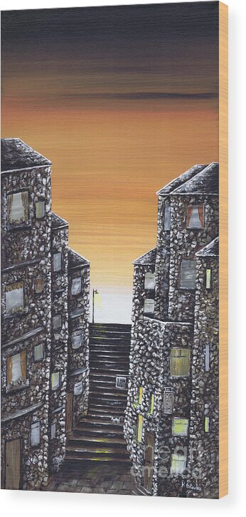 Alley Cat Wood Print featuring the painting Alley Cat by Kenneth Clarke