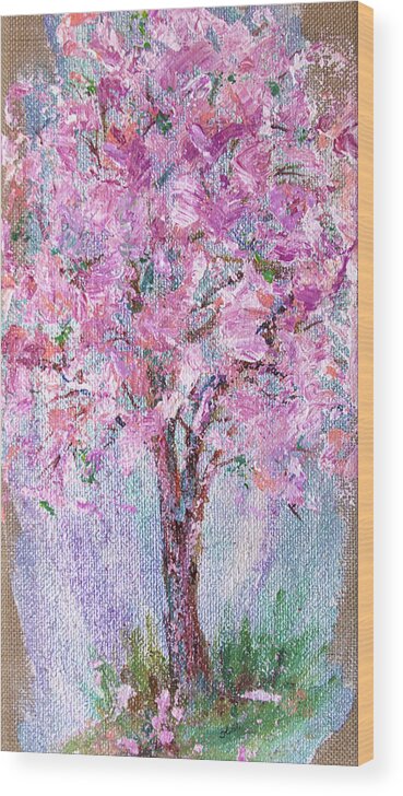 Cherry Blossoms Wood Print featuring the painting Cherry Blossoms by Sally Quillin