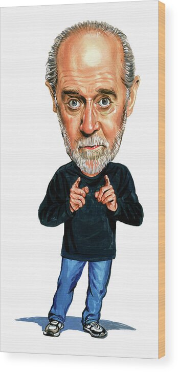 George Carlin Wood Print featuring the painting George Carlin by Art 