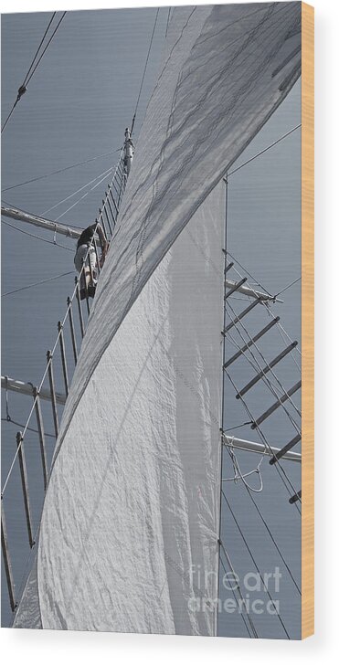 Schooner Wood Print featuring the photograph Hoisting The Mainsails by Jani Freimann