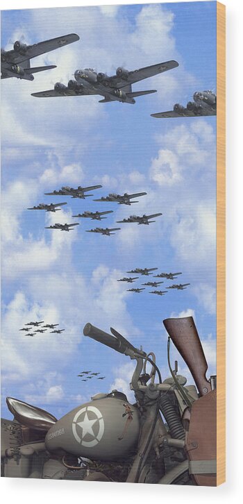Ww2 Wood Print featuring the photograph Indian 841 and the B-17 Panoramic by Mike McGlothlen