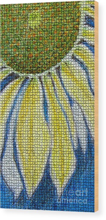 Daisy Wood Print featuring the drawing Mosaic Daisy by Patricia Januszkiewicz