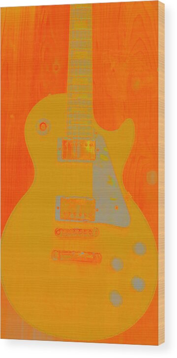 Abstract Wood Print featuring the digital art Orange Guitar by Susan Stone