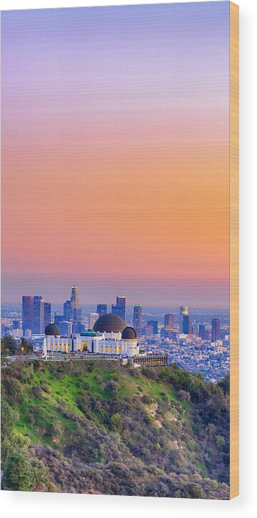 Griffith Observatory Wood Print featuring the photograph Orangesicle Griffith Observatory by Scott Campbell