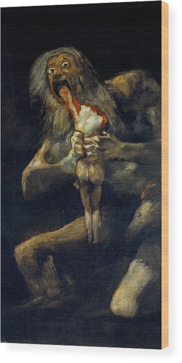 Saturn Devouring His Son Wood Print featuring the painting Saturn Devouring His Son by Francisco Goya