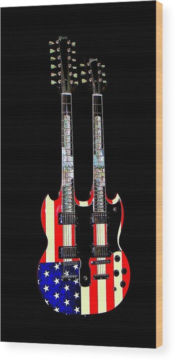 Us Flag Gibson Guitar Wood Print featuring the photograph U S Flag Gibson Guitar Poster by Jean Goodwin Brooks