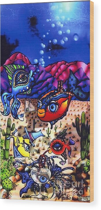 1 Cartoon Wood Print featuring the digital art Pacifica in the Desert by Atheena Romney