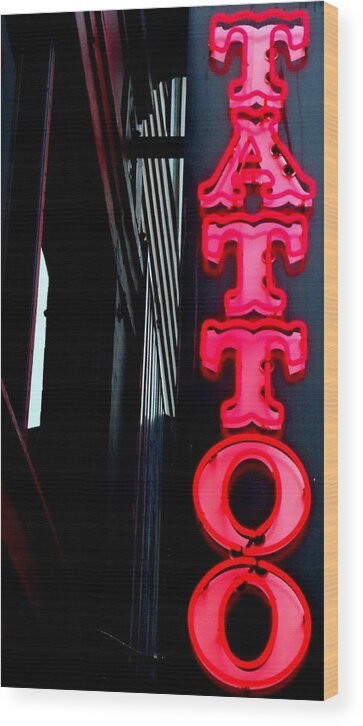 Neon Wood Print featuring the photograph Tattoo Granville by Randall Weidner