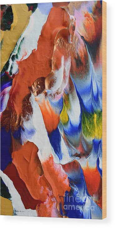 Martha Wood Print featuring the painting Abstract Series N1015BP copy by Mas Art Studio