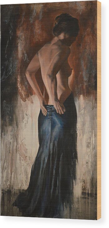 Nude Wood Print featuring the painting Affascinante by Escha Van den bogerd