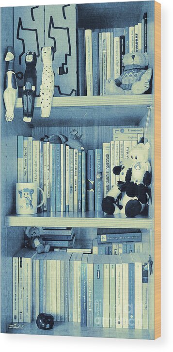 Photo Wood Print featuring the photograph Books Are Blue Today by Jutta Maria Pusl