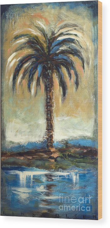 Palm Wood Print featuring the painting Cabbage Palm Antiqued by Linda Olsen